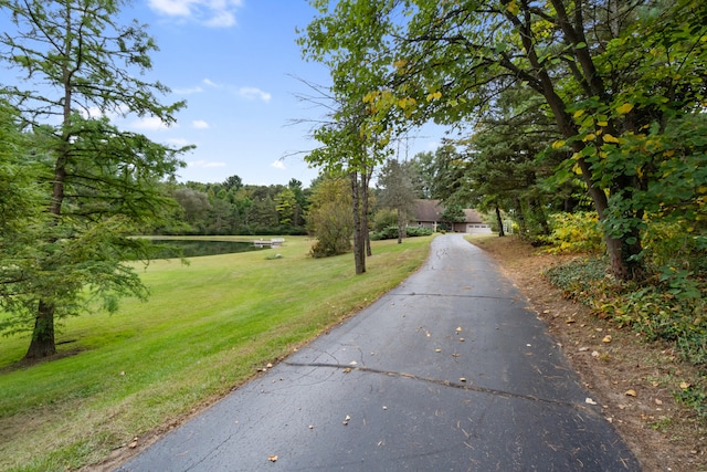 view of street featuring a water view