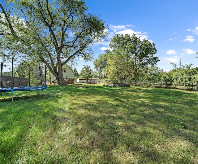 view of yard with a trampoline