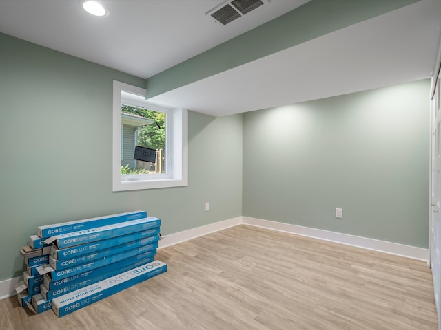 interior space with light hardwood / wood-style floors