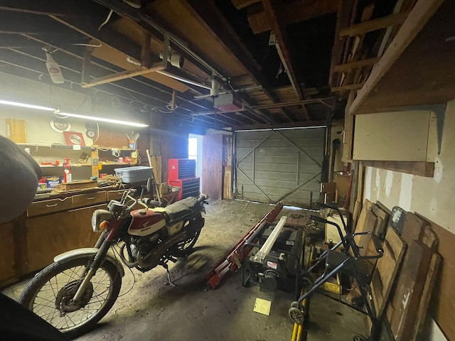 garage with a garage door opener