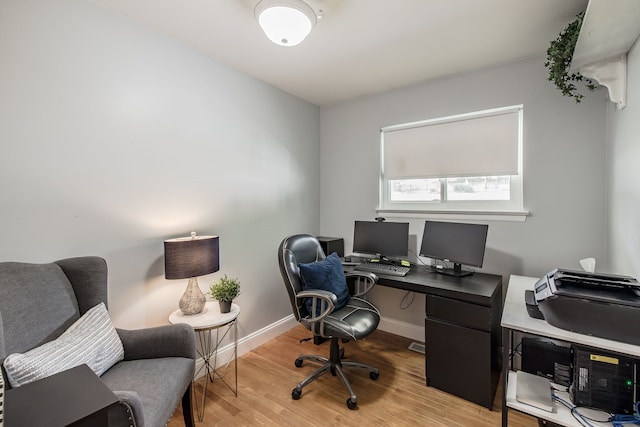 office featuring light hardwood / wood-style flooring