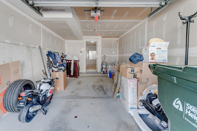 garage with a garage door opener