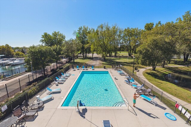 3320 Spinnaker Ln Unit 11B, Detroit, MI 48207 - community pool featuring a patio area and a water view