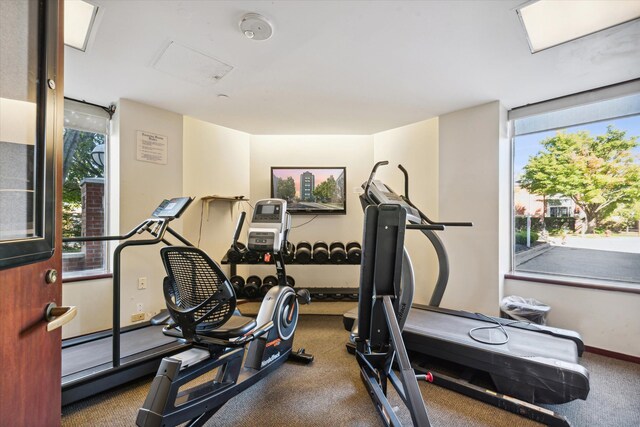 3320 Spinnaker Ln Unit 11B, Detroit, MI 48207 - exercise room with healthy amount of natural light, attic access, and baseboards