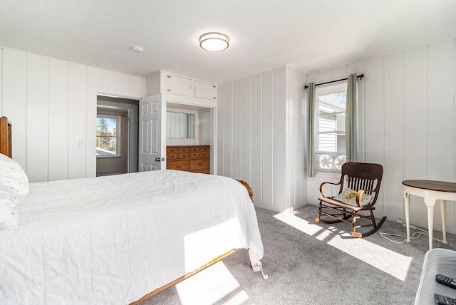 bedroom with carpet floors and multiple windows