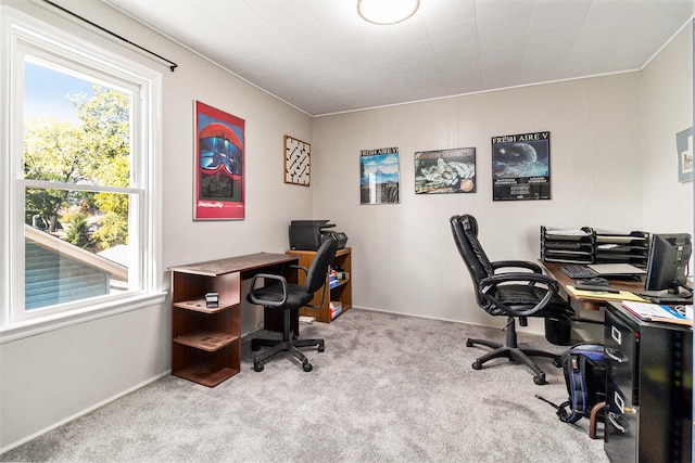 carpeted office featuring plenty of natural light