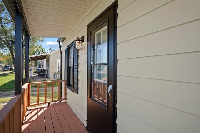 wooden deck with covered porch