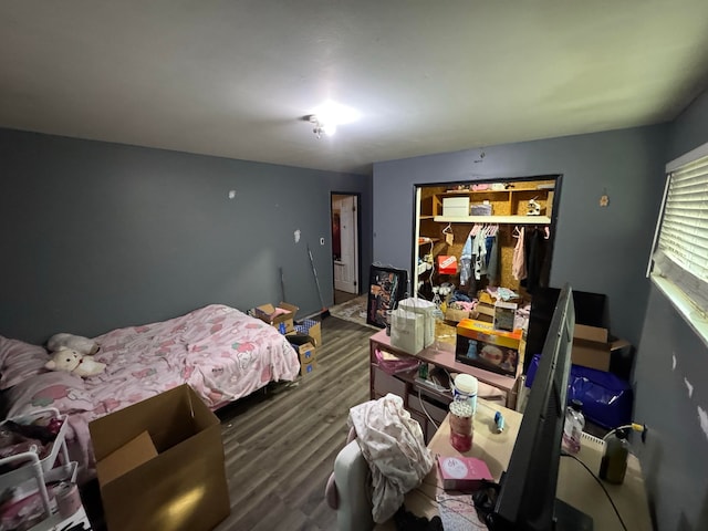 bedroom featuring dark hardwood / wood-style floors