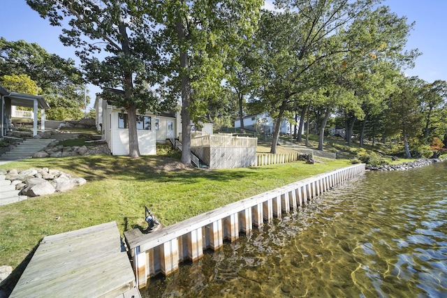 view of dock featuring a water view