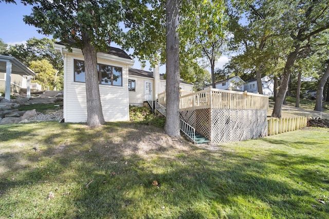 view of yard featuring a deck