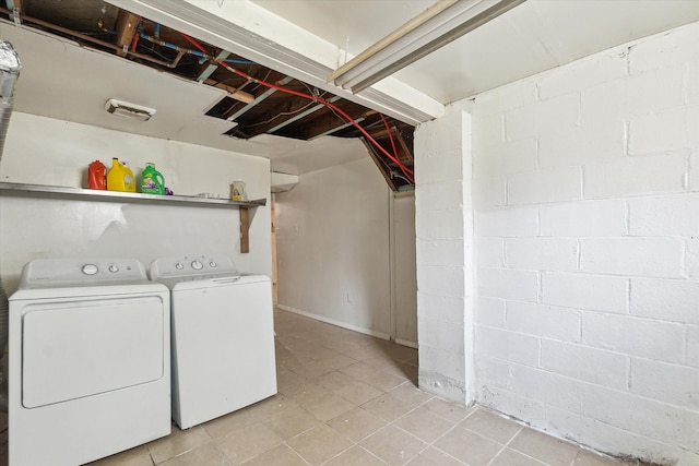 washroom with independent washer and dryer