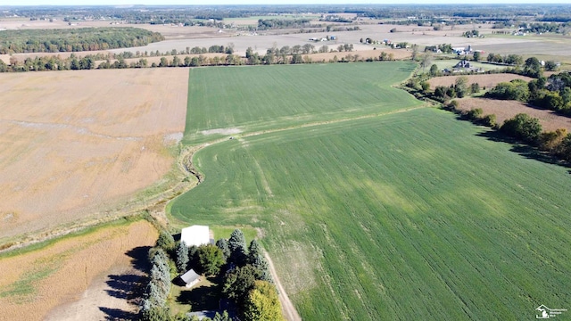 bird's eye view with a rural view