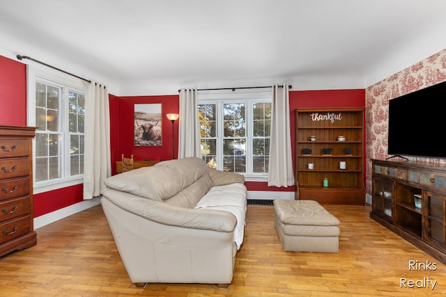 living room featuring light hardwood / wood-style floors