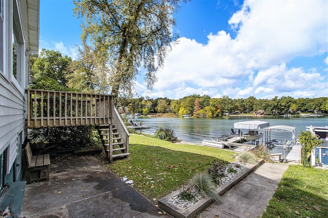 property view of water featuring a boat dock