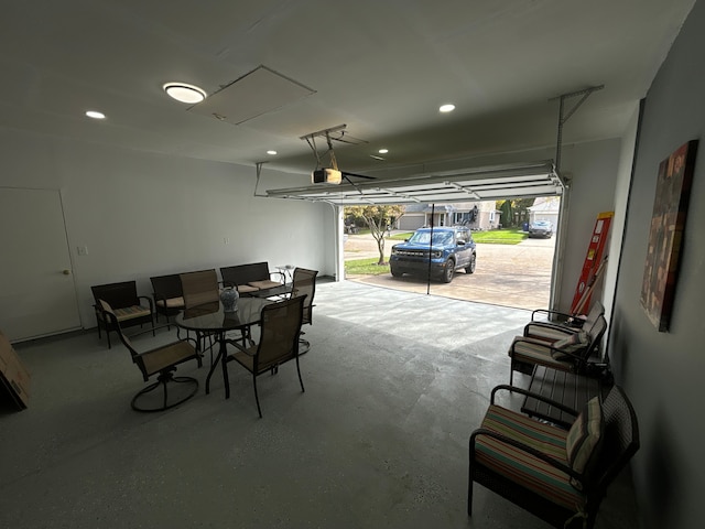 garage with a garage door opener