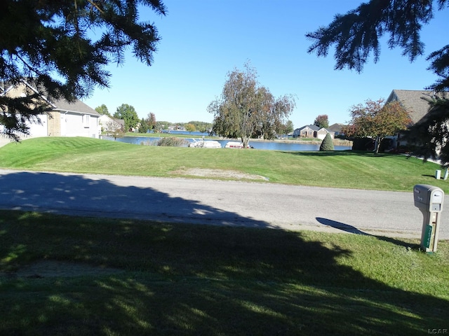 view of street featuring a water view