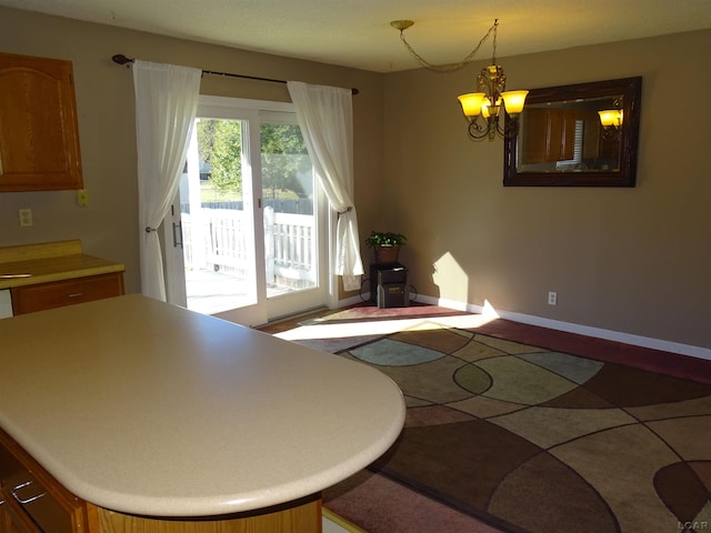 dining room featuring a notable chandelier