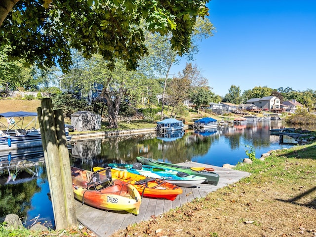 dock area featuring a water view