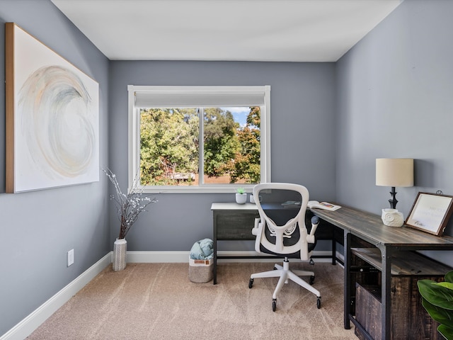 view of carpeted office space