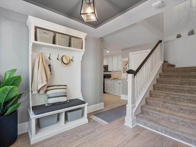 mudroom featuring light wood-type flooring