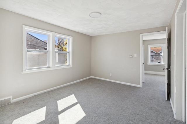 spare room featuring light colored carpet and a healthy amount of sunlight