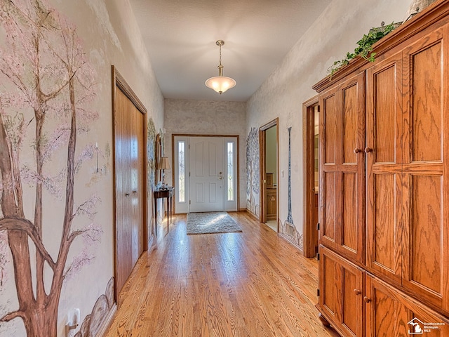 doorway to outside with light hardwood / wood-style flooring