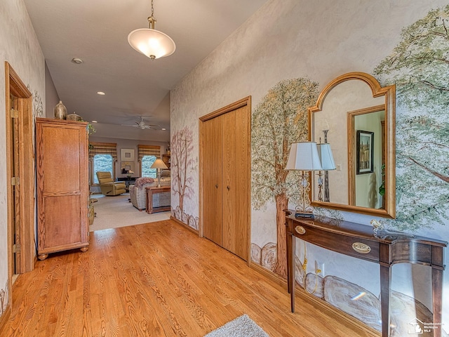 hall featuring light hardwood / wood-style floors