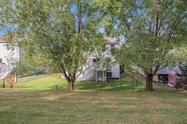 view of yard featuring a deck