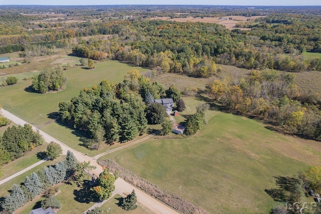 drone / aerial view featuring a rural view