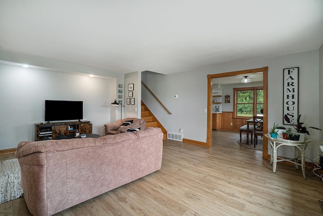 living room featuring light hardwood / wood-style flooring