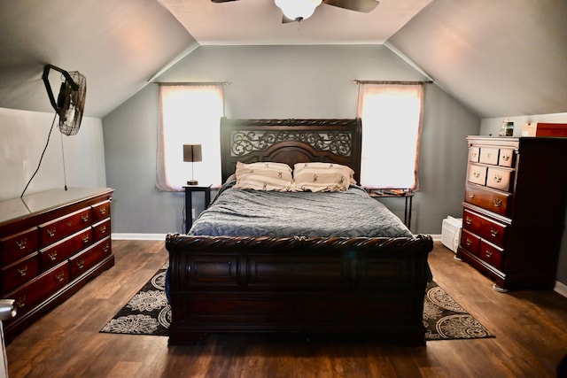 12101 Todd Rd, Ida, MI 48140 - bedroom with vaulted ceiling, wood finished floors, ceiling fan, and baseboards