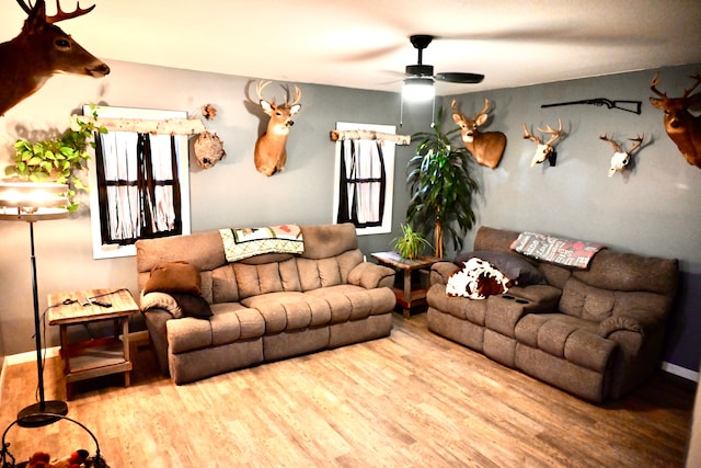 12101 Todd Rd, Ida, MI 48140 - living area featuring a ceiling fan and wood finished floors