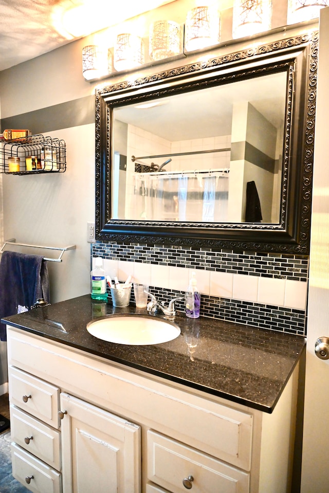 12101 Todd Rd, Ida, MI 48140 - bathroom featuring vanity, backsplash, and a shower