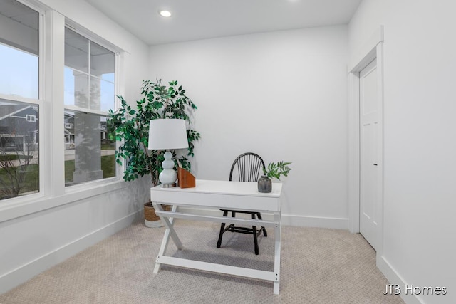 office area with light carpet