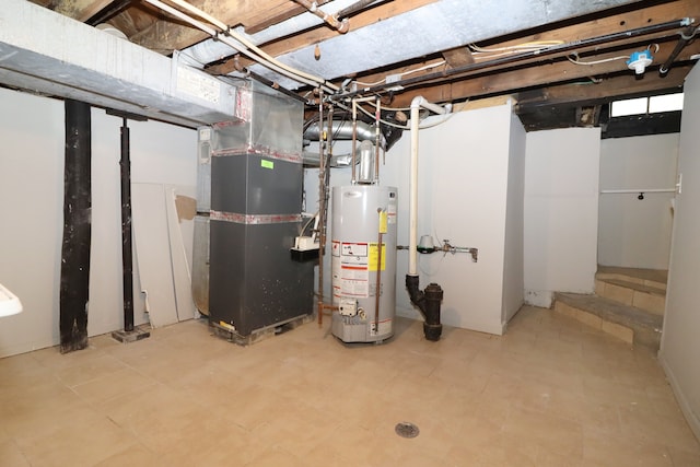 utilities featuring heating unit and gas water heater