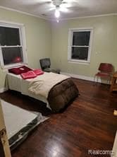 7603 Kentucky St, Dearborn, MI 48126 - bedroom featuring ornamental molding, wood finished floors, and a ceiling fan