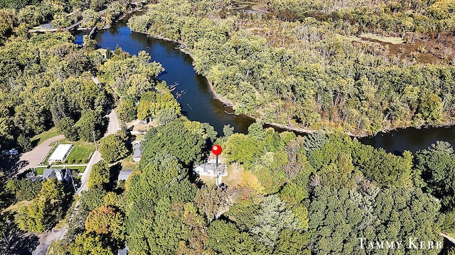 bird's eye view featuring a water view