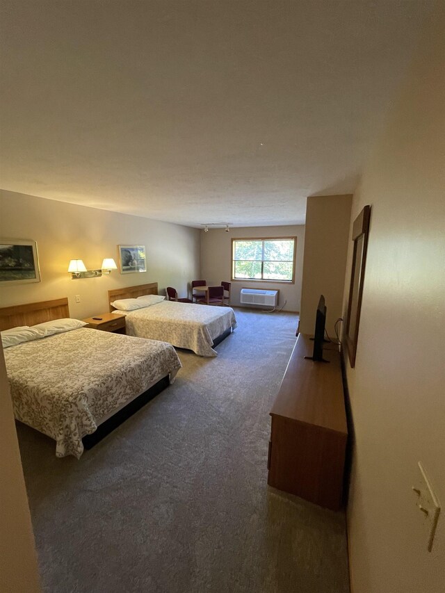 737 Maplewood Ln, Kewadin, MI 49648 - carpeted bedroom featuring an AC wall unit