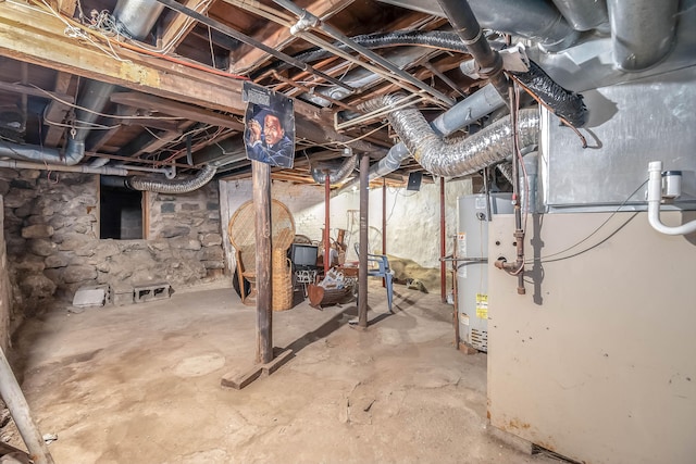 basement featuring water heater