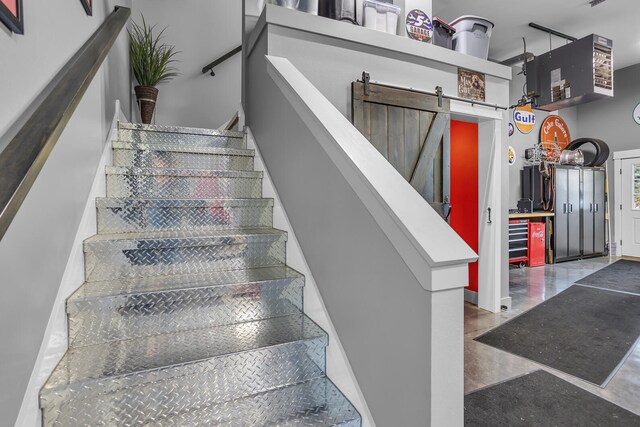 stairs with a barn door