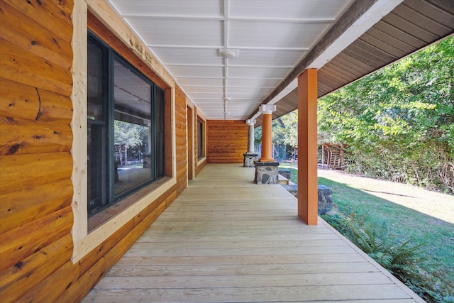 wooden deck with a porch