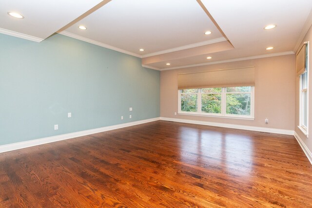 4345 Pine Tree Trl, Bloomfield Hills, MI 48302 - empty room with wood finished floors, ornamental molding, baseboards, and recessed lighting