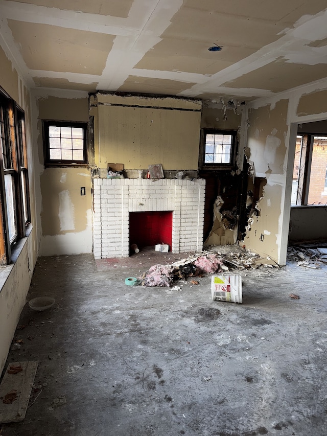 misc room featuring a wealth of natural light and a fireplace