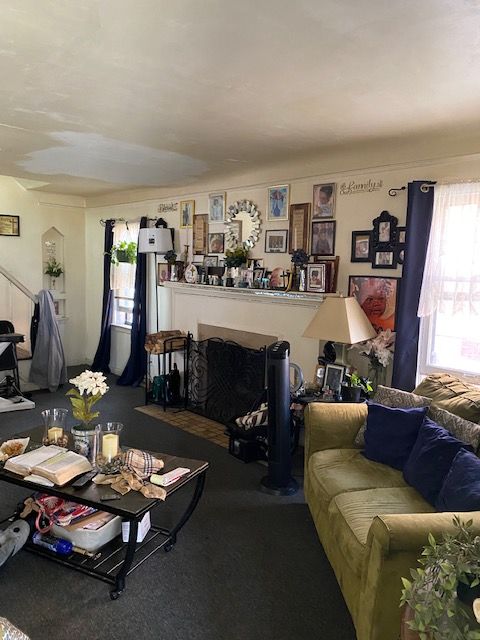 living room with carpet flooring