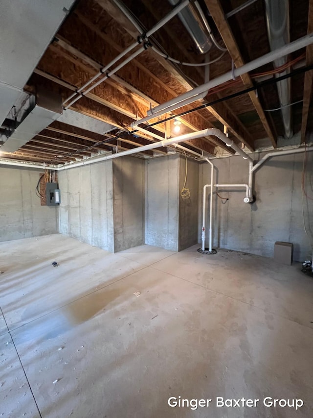 basement with electric panel