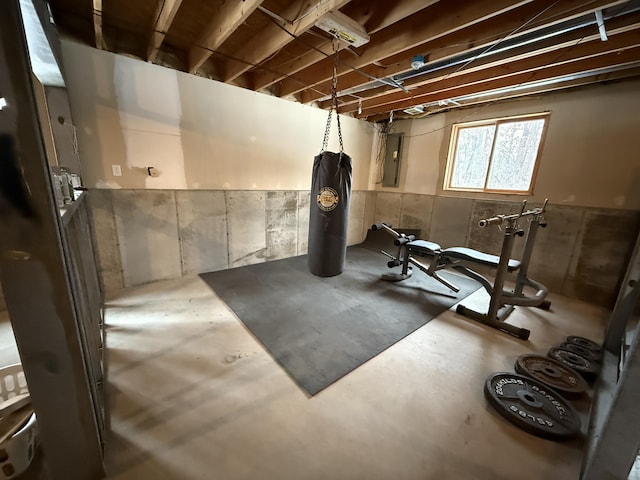 basement with electric panel