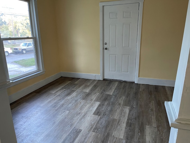 empty room with plenty of natural light and dark wood-type flooring