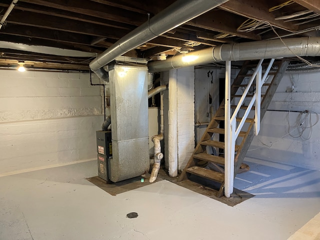 basement with heating unit