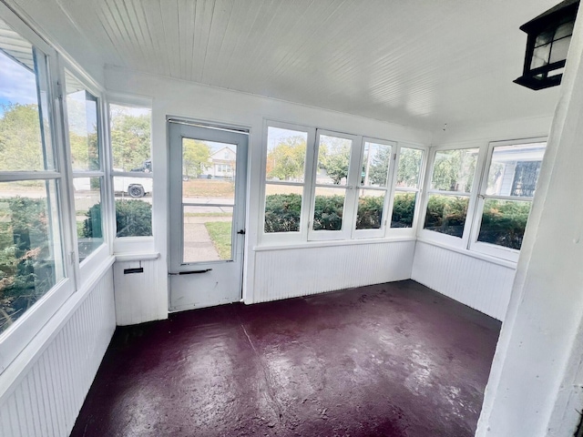 view of unfurnished sunroom