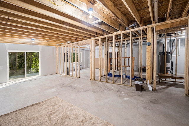 basement featuring water heater